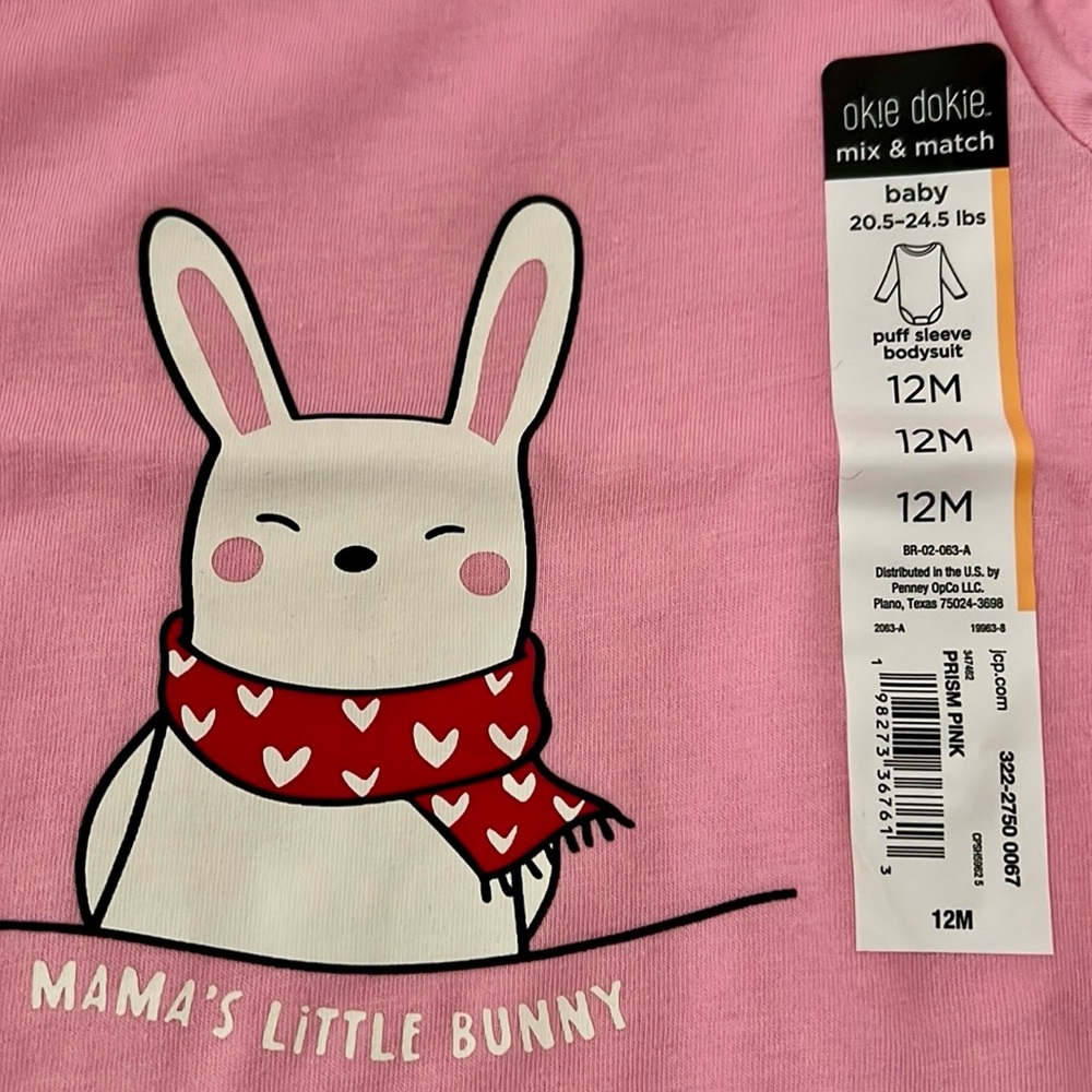 New / Pink With White Bunny Bodysuit (Onesie) - Picture 2 of 6